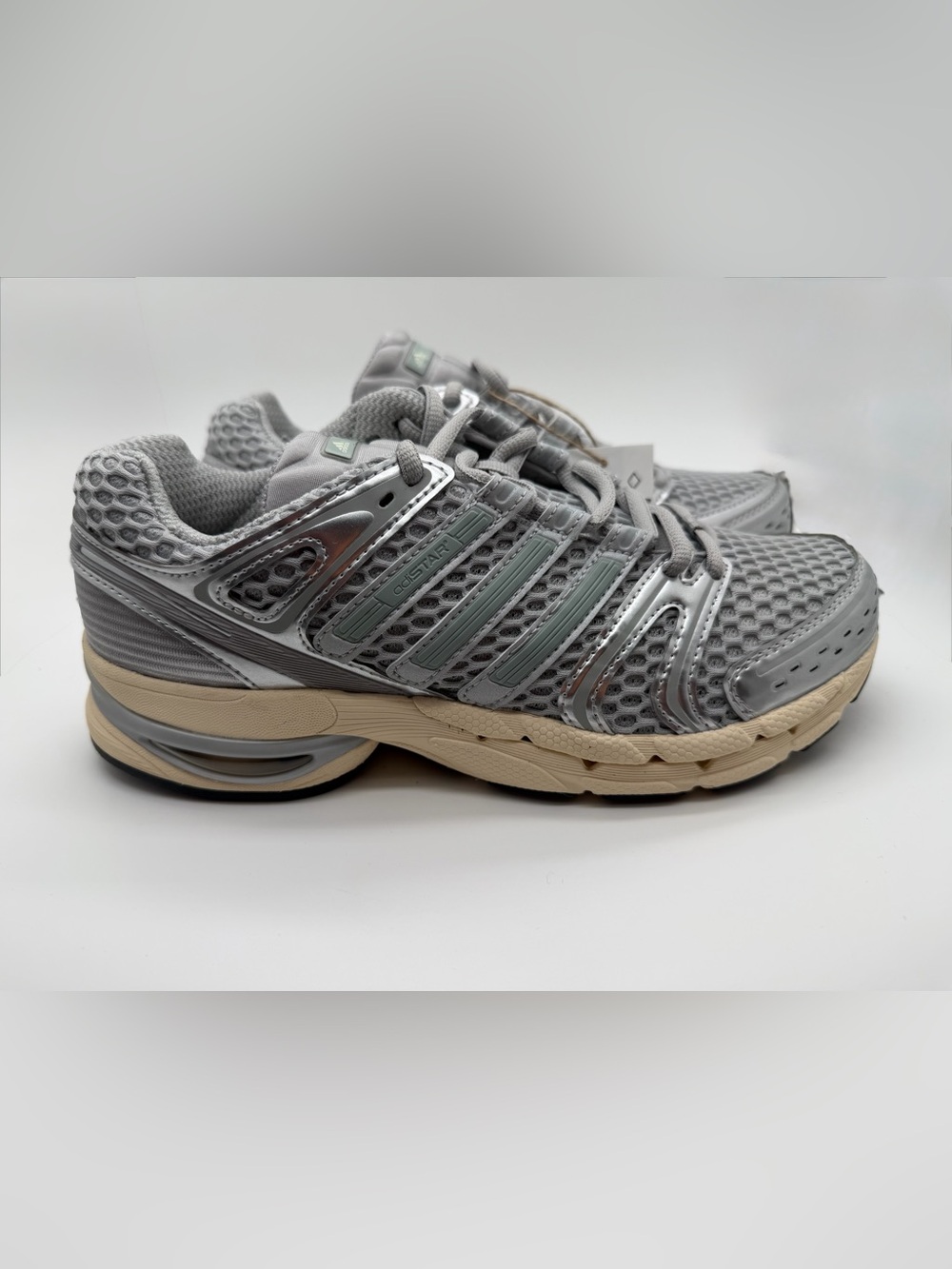 adidas Adistar Control 5 Grey Mesh Sneaker with Cream Midsole
